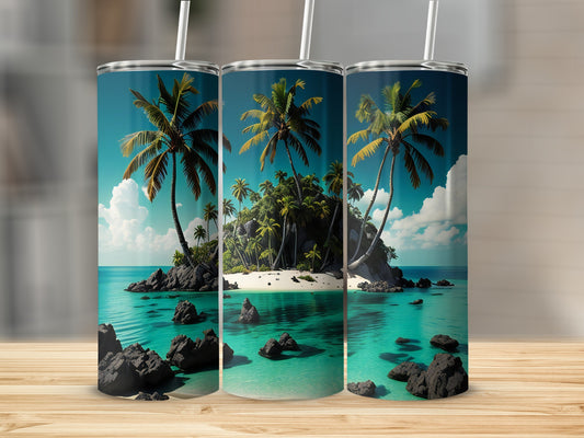 Tropical Island Paradise Scene Tumbler