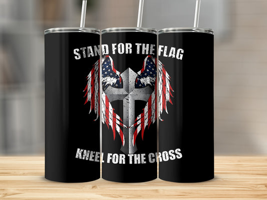 Stand For The Flag Kneel For The Cross tumbler