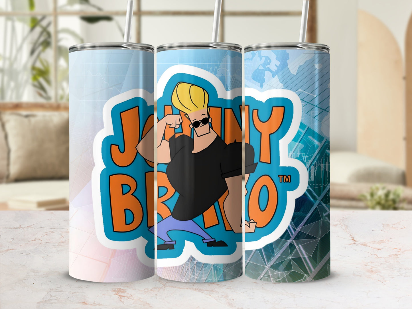 Johnny Bravo Colorful Graphic Insulated Tumbler Flask