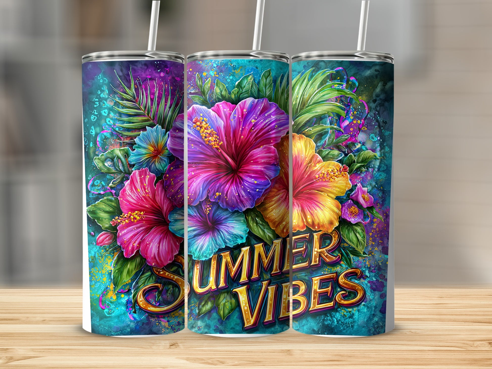 Vibrant Floral Design Summer Vibes Insulated Tumbler