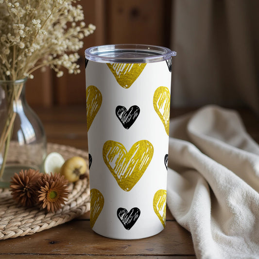 Charming Tumbler with Artistic Hearts Design