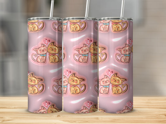 Adorable Pink Kitty Design Insulated Tumbler 20oz