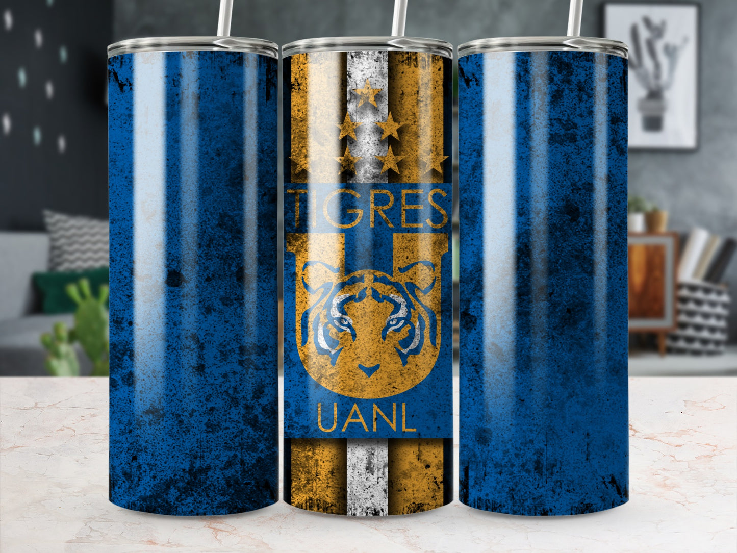 Tigres UANL Blue and Gold Design Insulated Tumbler