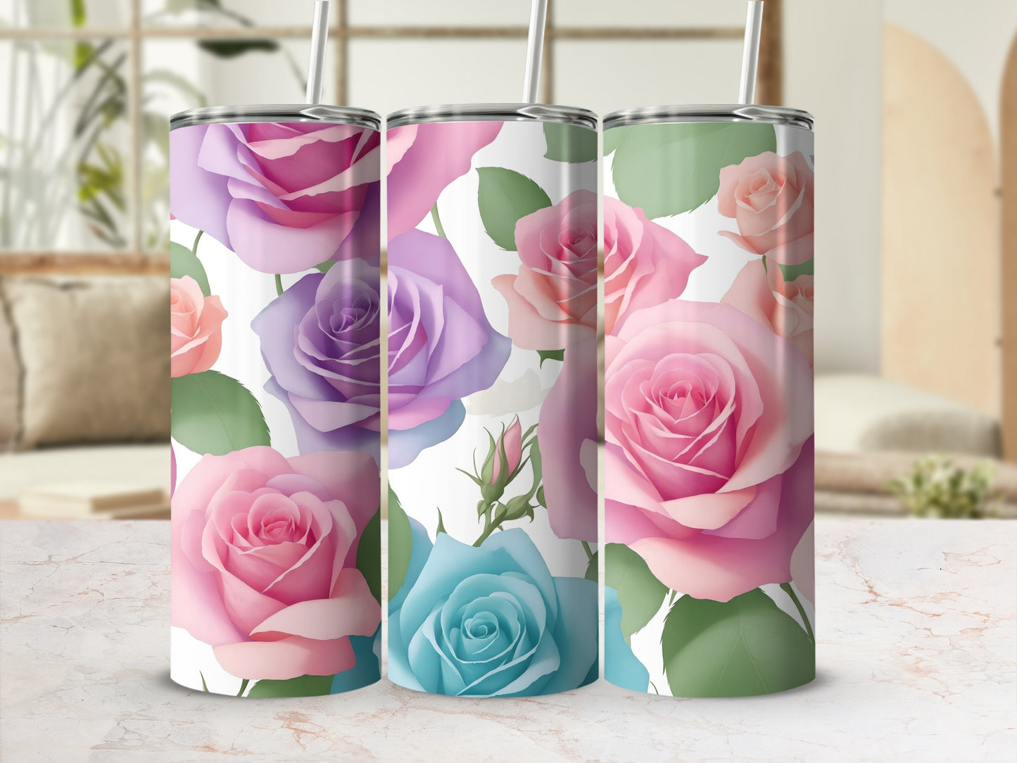 Vibrant Rose Garden Floral Pattern Tumbler product type