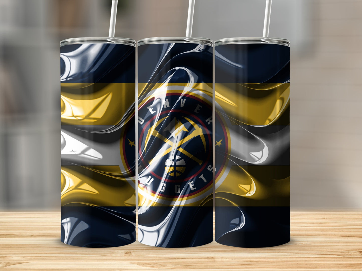 Denver Nuggets Team NBA Sport Design Liquid Effect Tumblers
