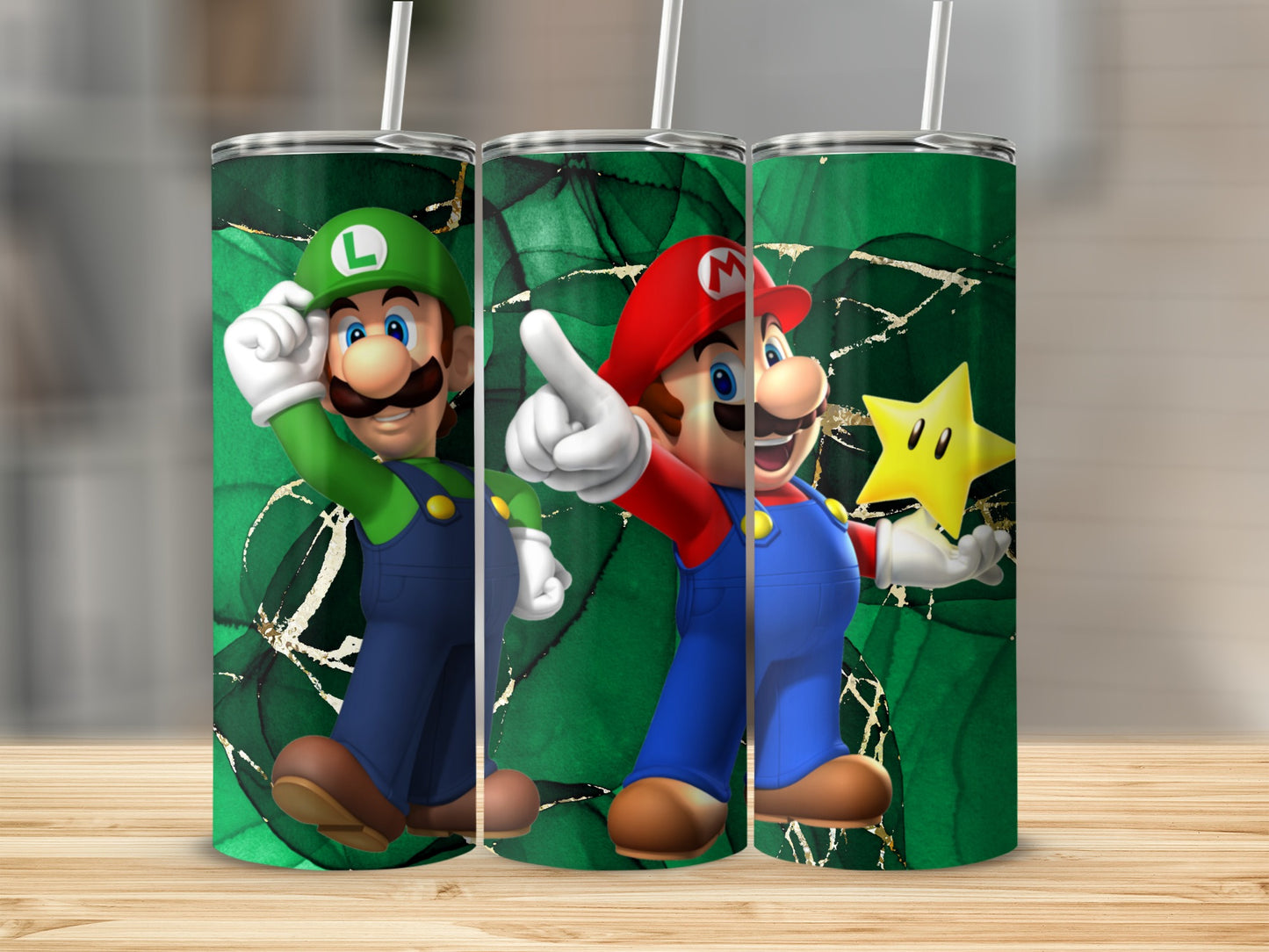 Mario and Luigi Green Drink Tumbler with Straw