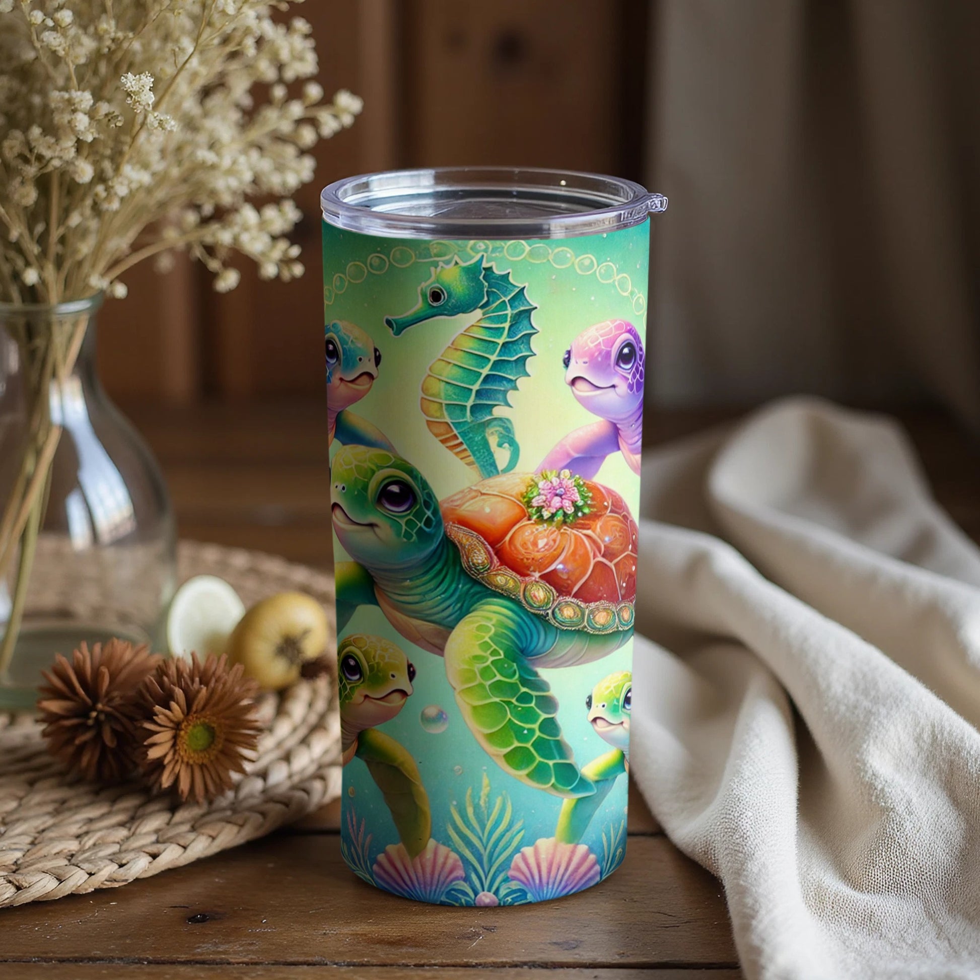 Colorful Sea Creatures Design Insulated Tumbler