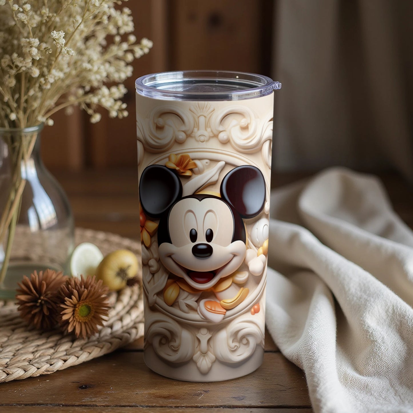 Joyful Mickey Autumn Theme Reusable Beverage Tumbler