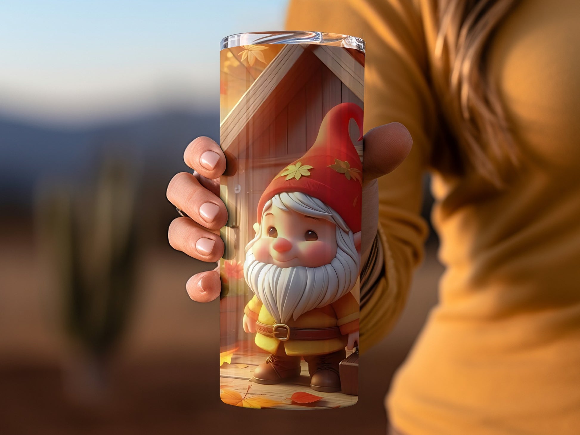 Cute Autumn Gnome Travel Mug for Fall Drinkware