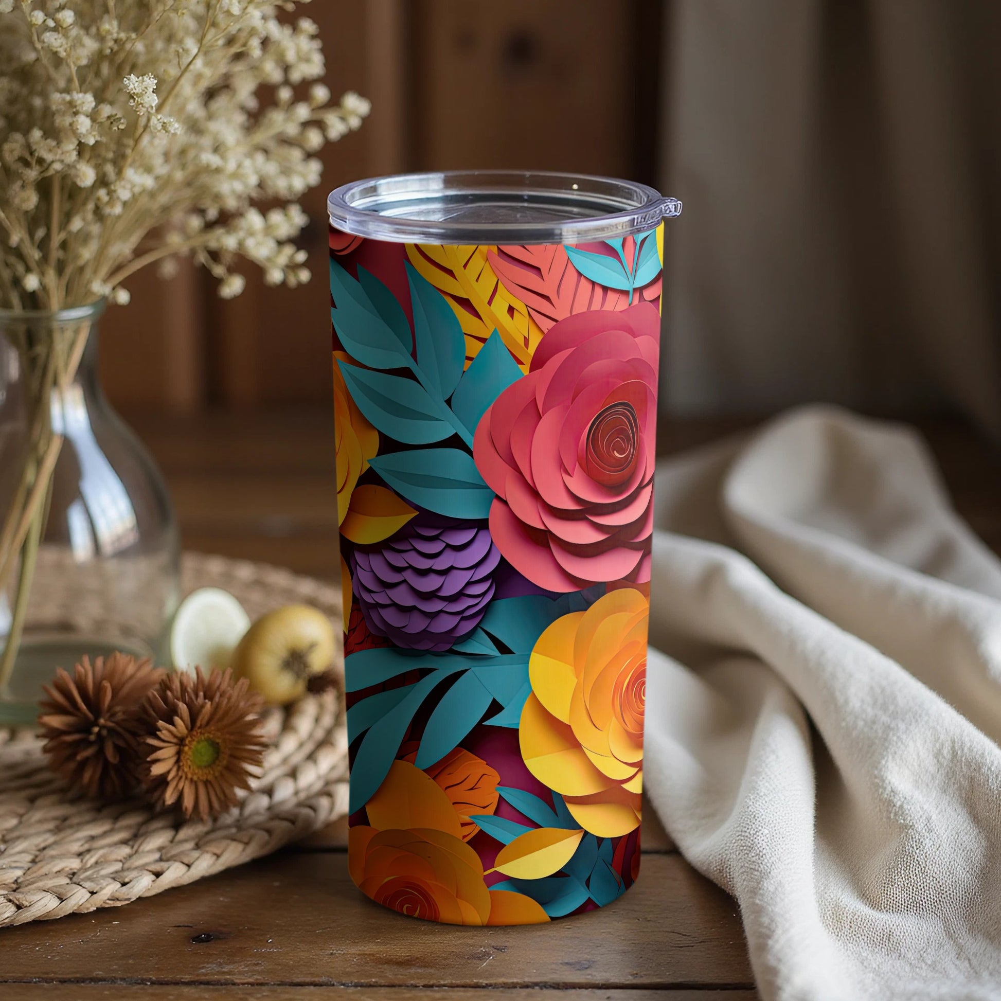Vibrant Floral Print Insulated Tumbler Drinkware