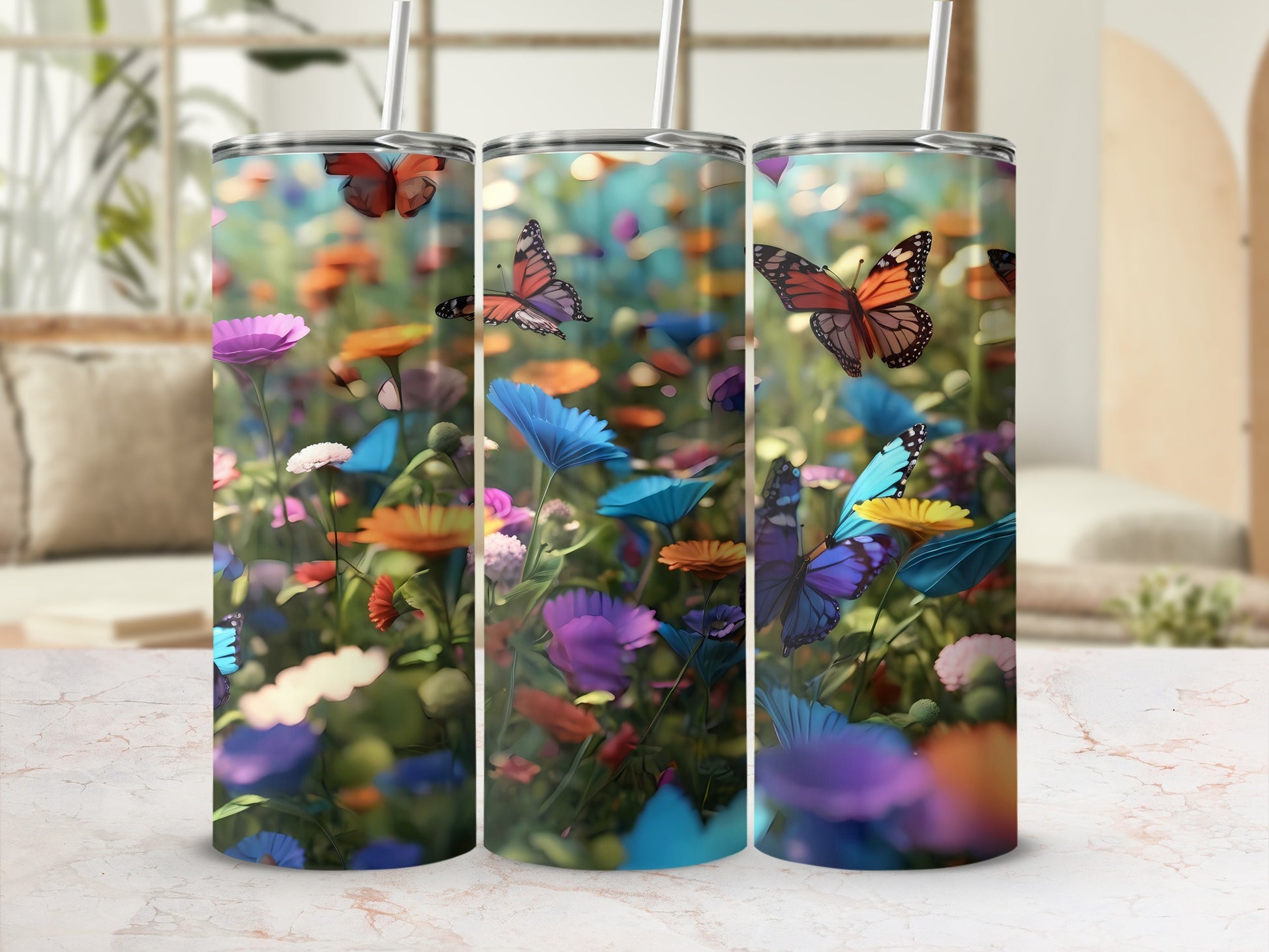 Colorful Butterflies Vibrant Flowers Nature Scene product type