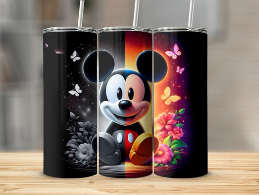 Colorful Mickey Mouse Tumbler with Floral Design