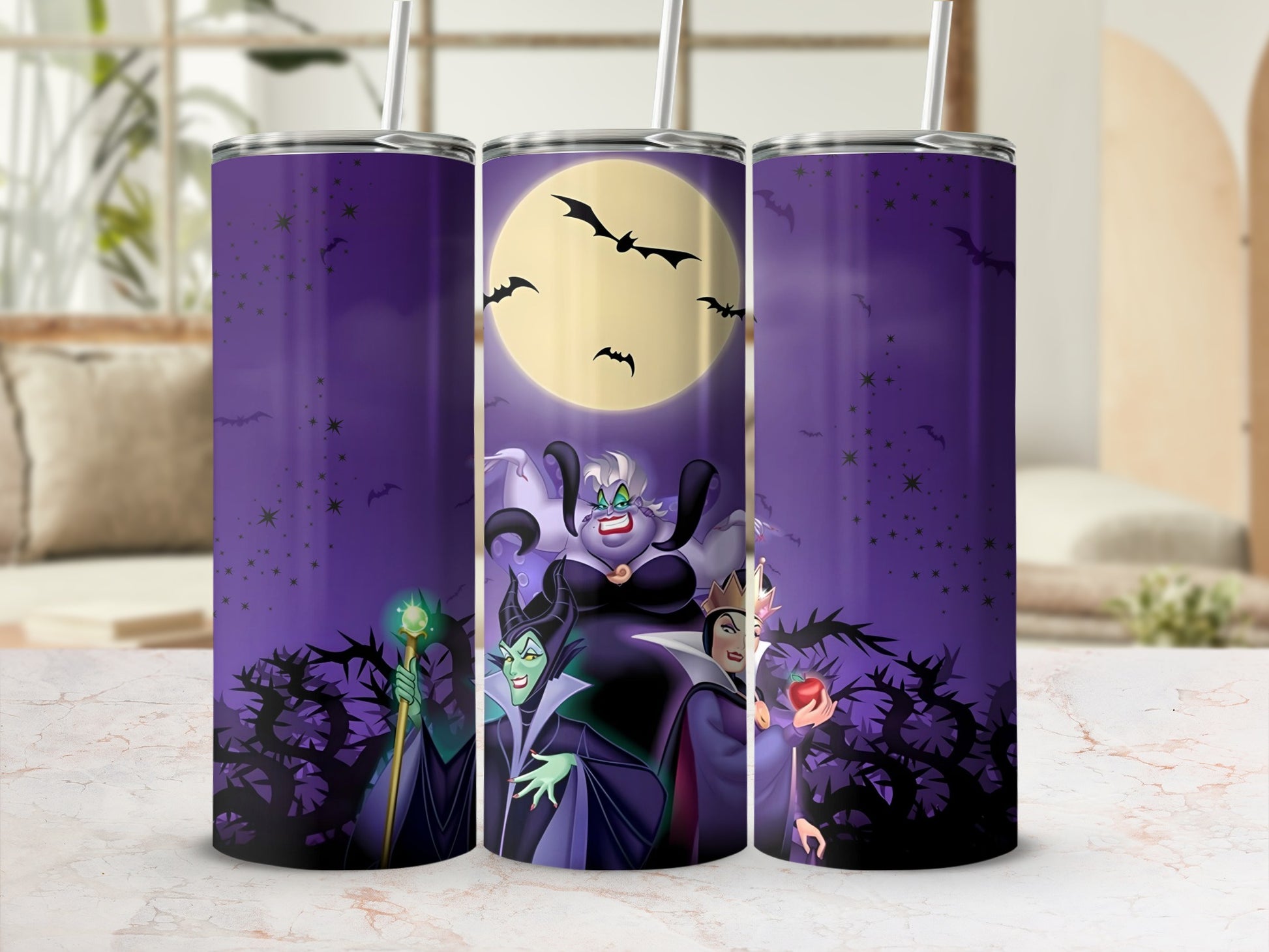 Villainous Characters Tumbler with Straw Halloween Decor