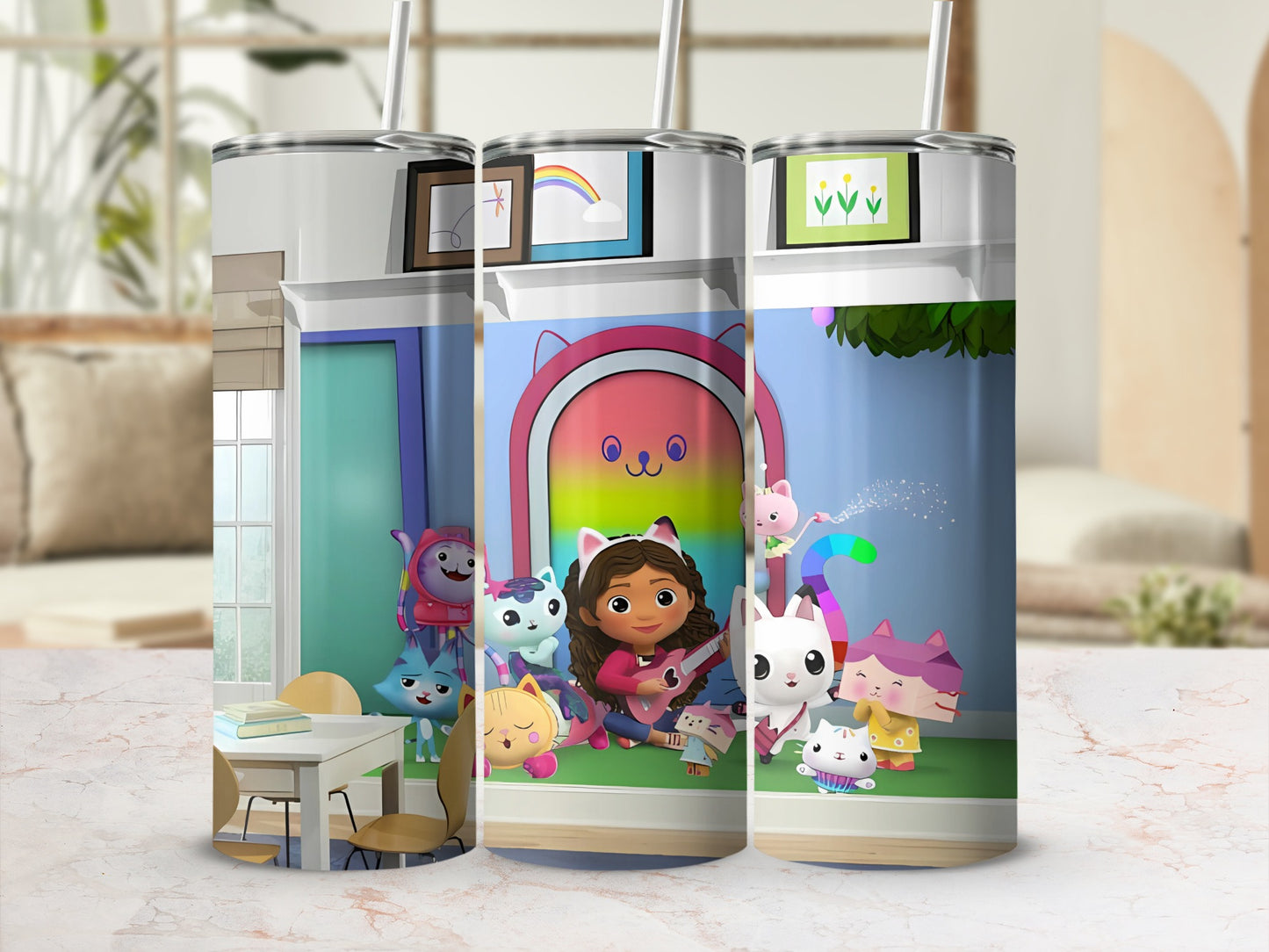 Cute Colorful Kids Characters Tumblers with Straws