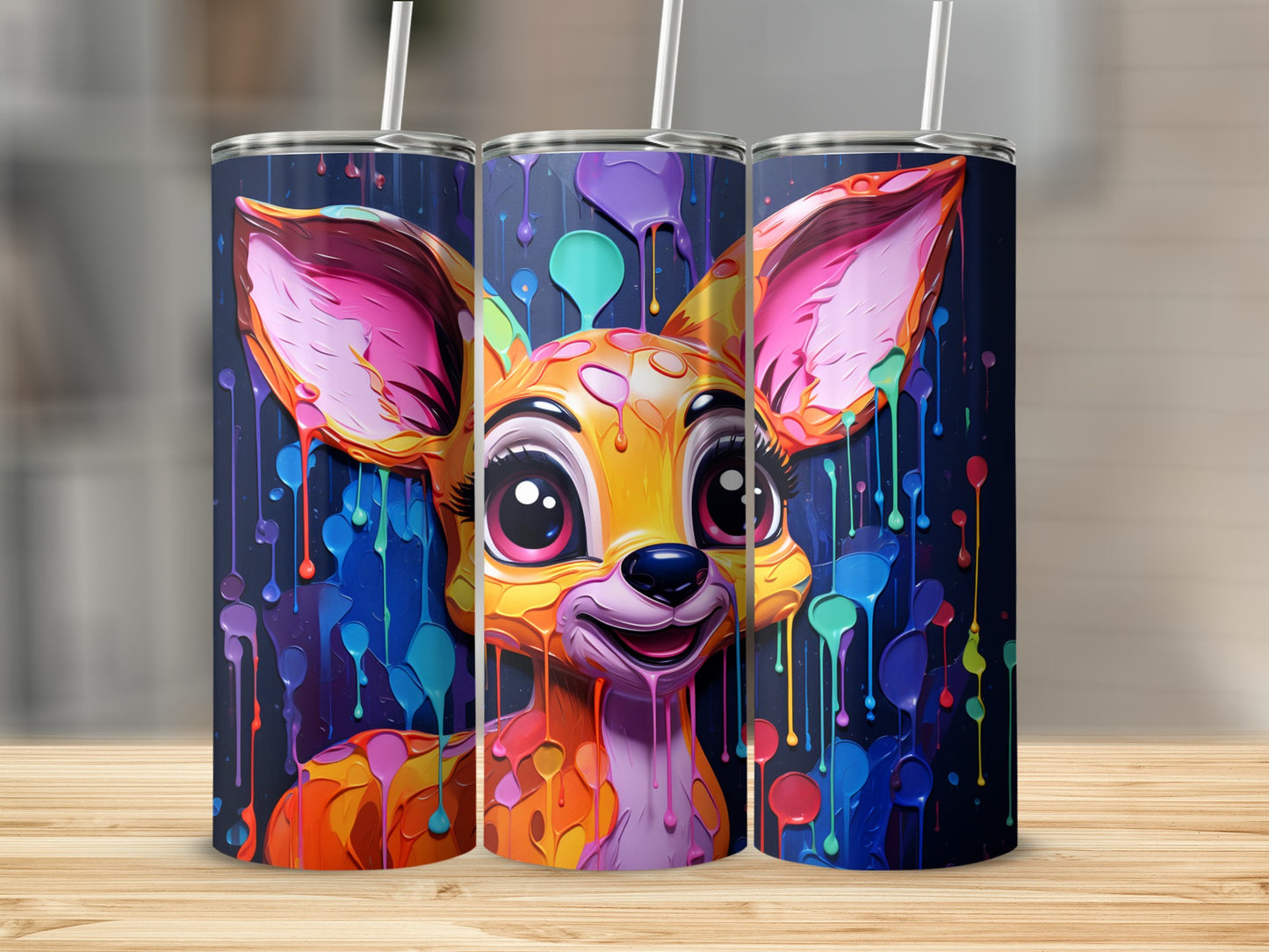 Cute Colorful Deer With Abstract Art Design Tumbler