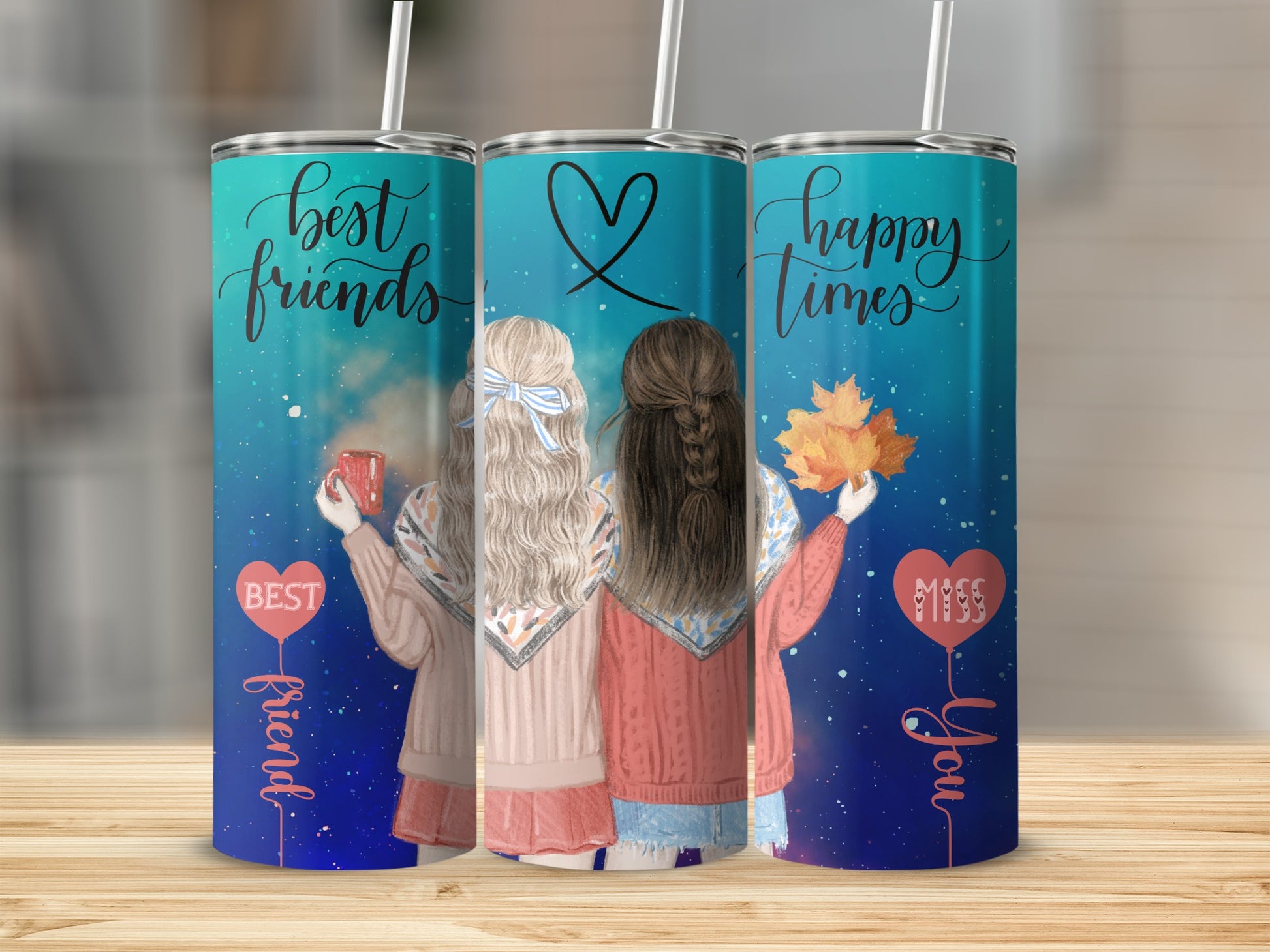 Best Friends Happy Times Tumbler With Straw