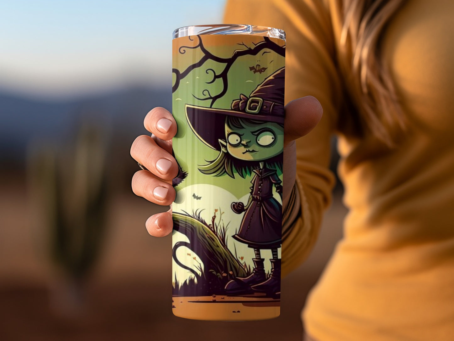 Spooky Witch Green Cartoon Character Design Tumbler