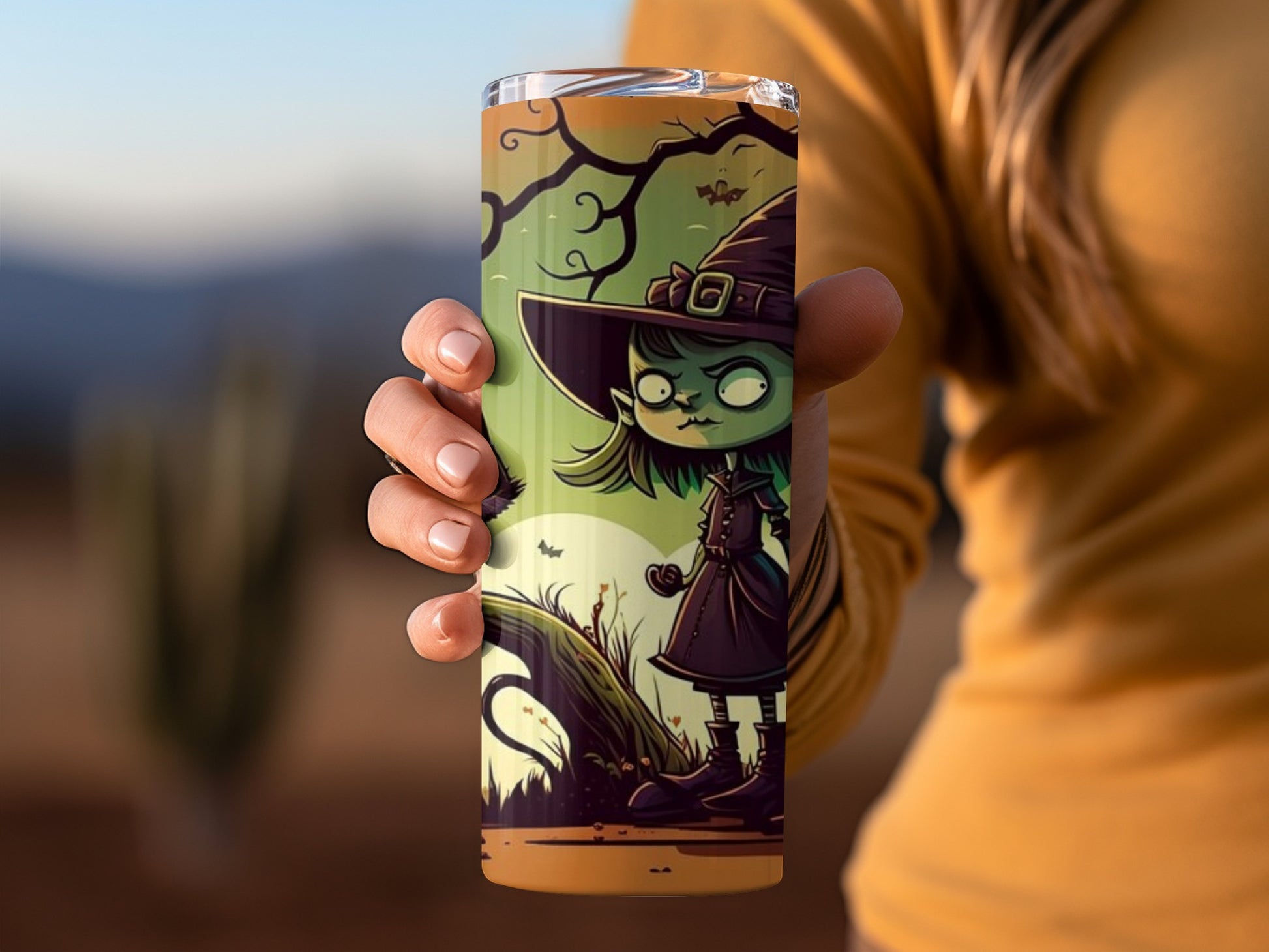 Spooky Witch Green Cartoon Character Design Tumbler