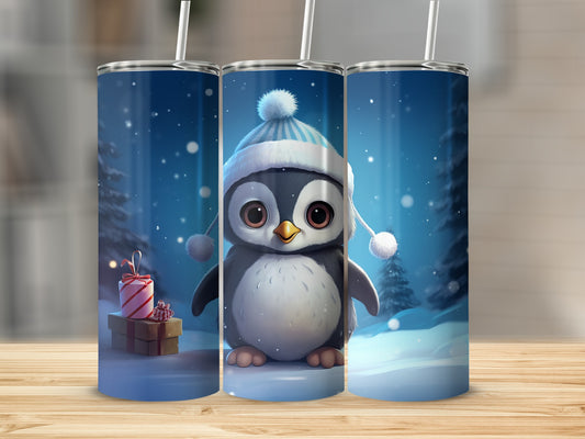 Cute Penguin and Gifts Festive Winter Tumbler Design