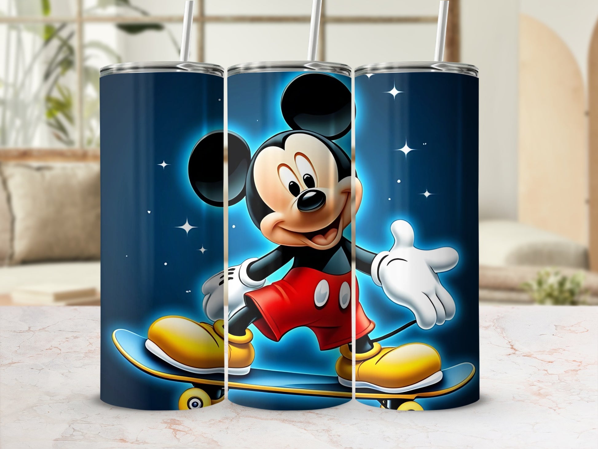 Mickey Mouse Skateboarding Design Insulated Tumbler