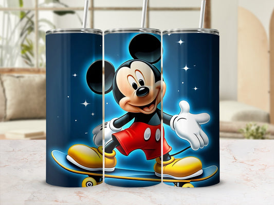 Mickey Mouse Skateboarding Design Insulated Tumbler