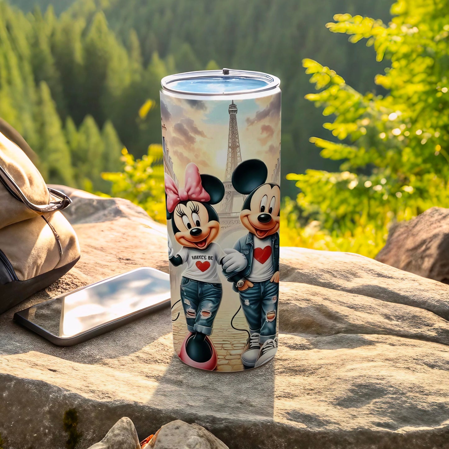 Mickey and Minnie Eiffel Tower Travel Mug
