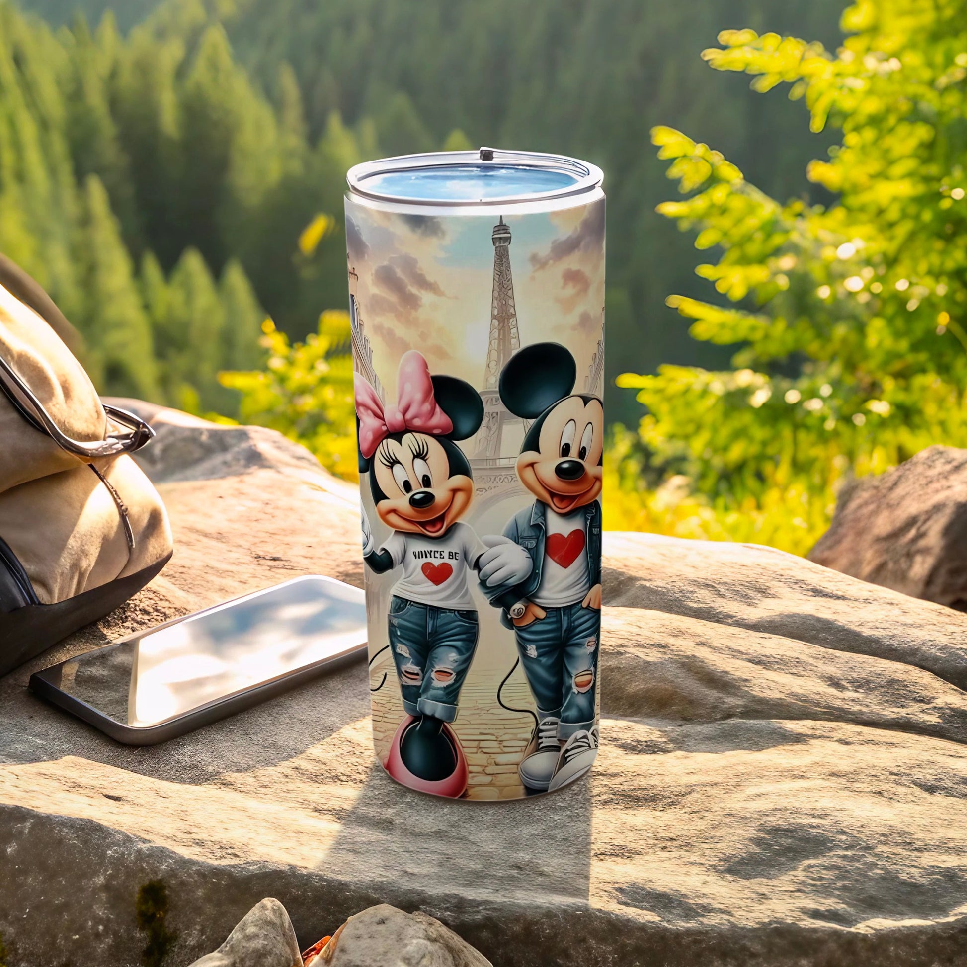 Mickey and Minnie Eiffel Tower Travel Mug