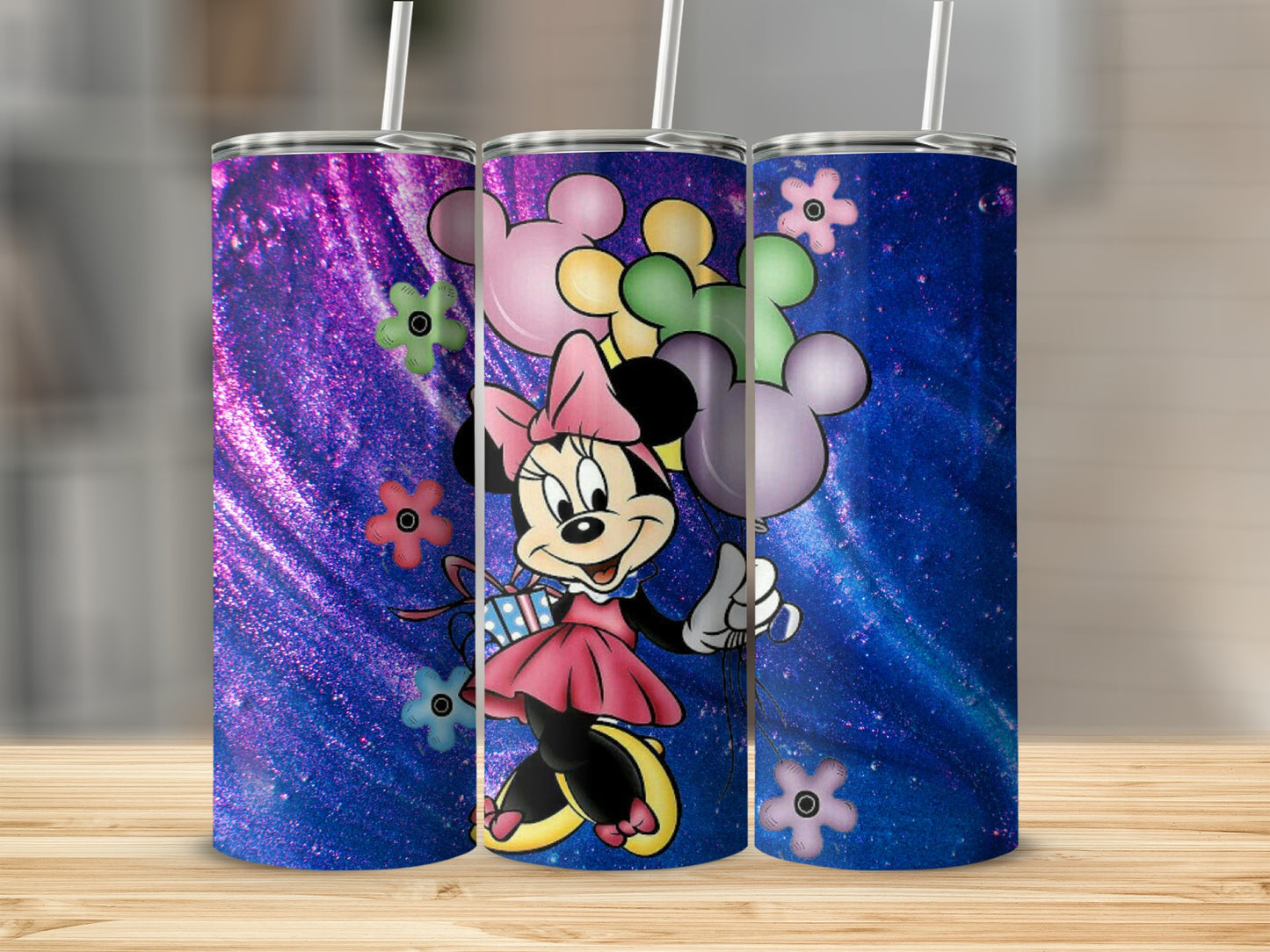 Minnie Mouse with Colorful Balloons Tumbler