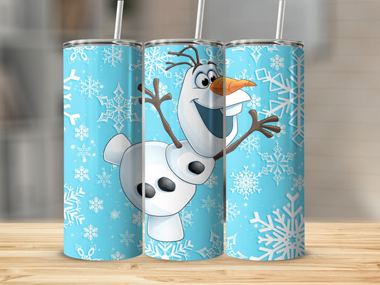 Olaf Character Snowflake Design Tumbler Cup with Straw