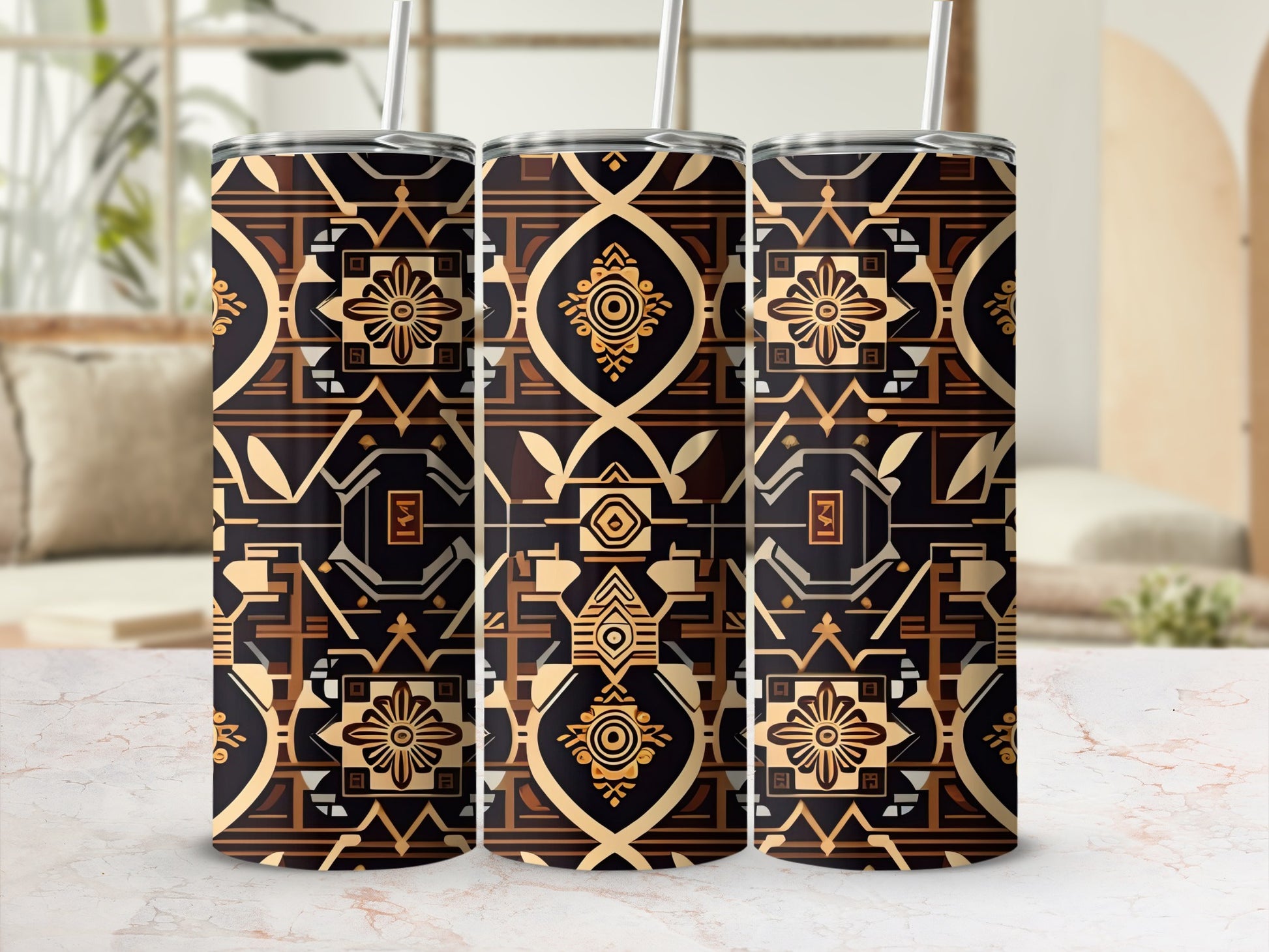 Intricate Geometric Pattern Insulated Tumbler Product