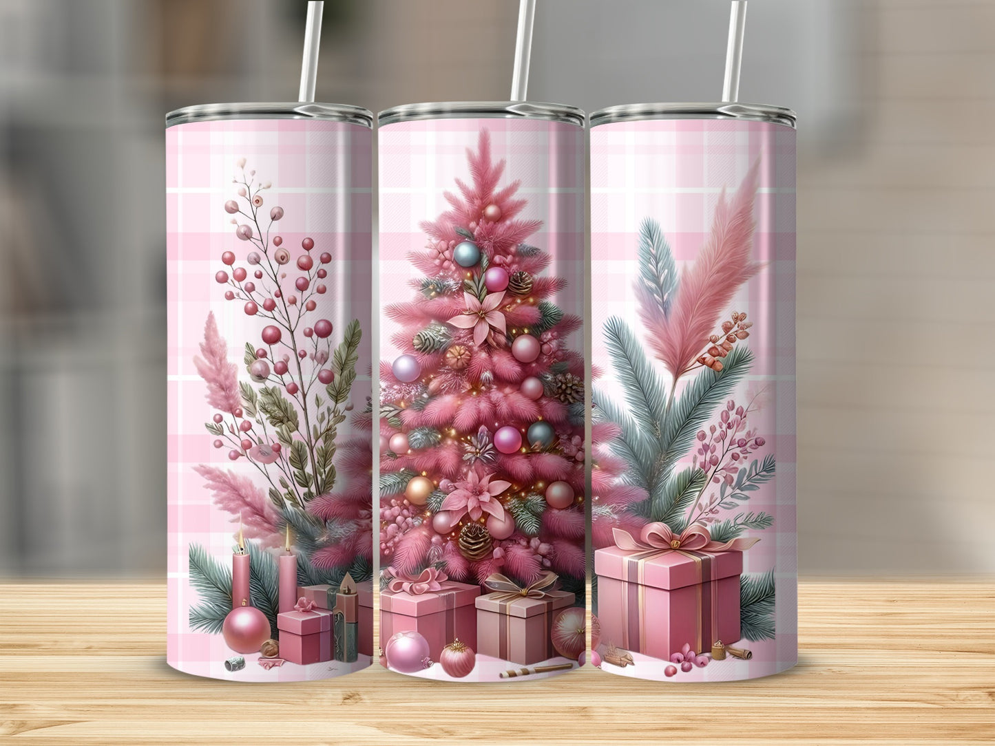 Festive Christmas Tree and Gift Design Tumbler Product