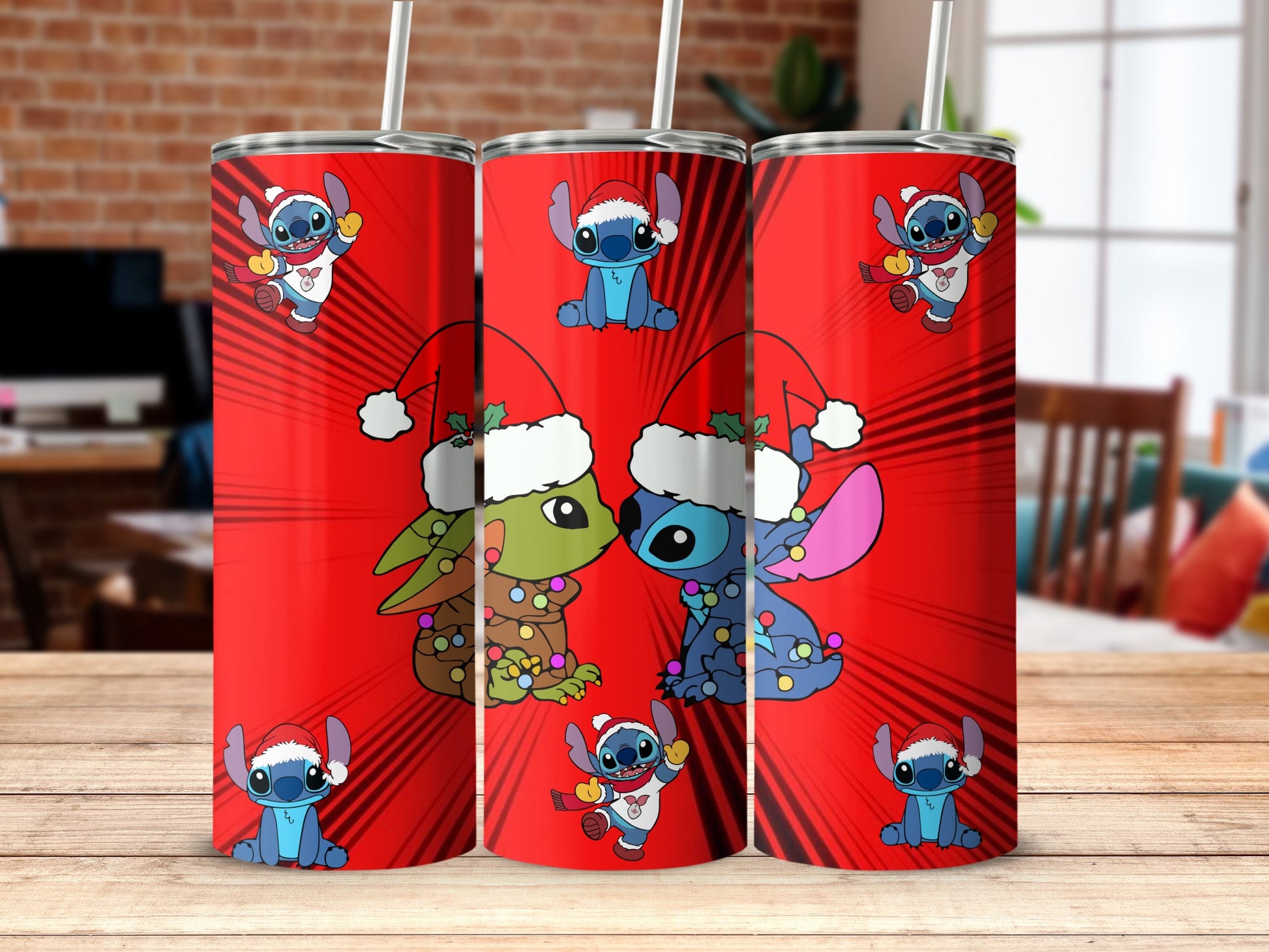 Festive Cute Cartoon Characters Christmas Tumbler Cup