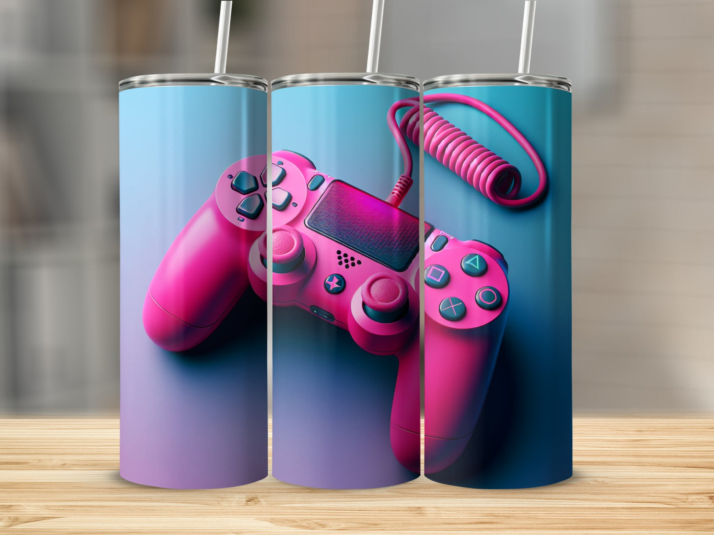 Vibrant Pink Game Controller Design Tumbler Product