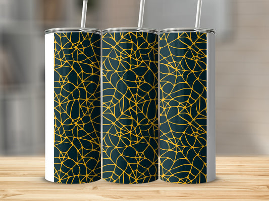 Dark Blue Yellow Web Geometric Pattern Tumbler product type