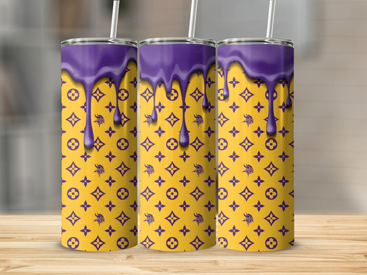 Vikings Emblem with Dripping Paint Pattern Design Tumblers