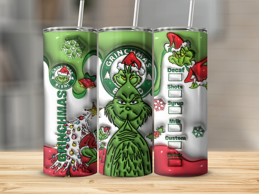 Festive Grinch Christmas Tumbler with Holiday Design