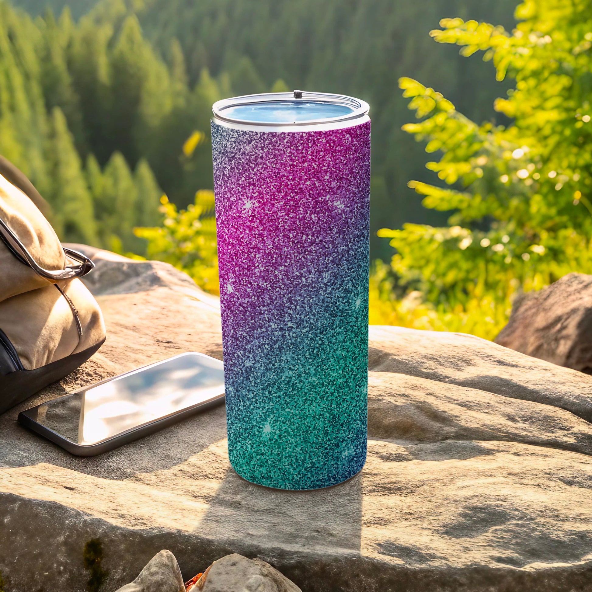 Sparkly Magenta Teal Ombre Glitter Tumbler Product Type