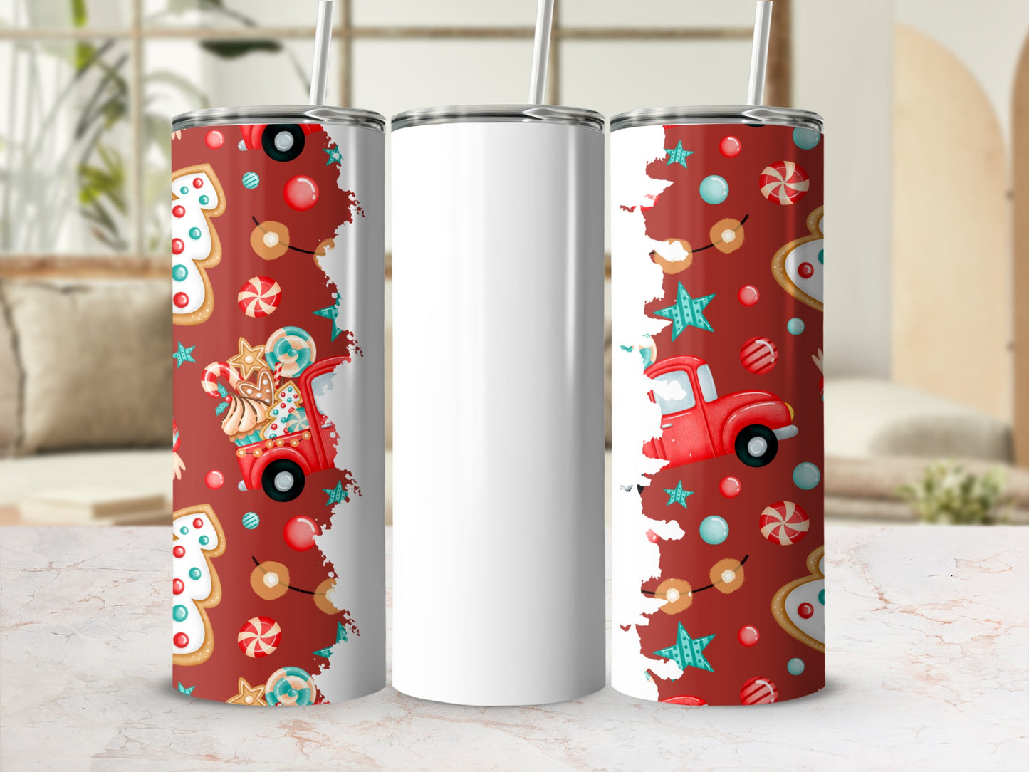 Christmas Truck and Candy Themed Stainless Steel Tumbler