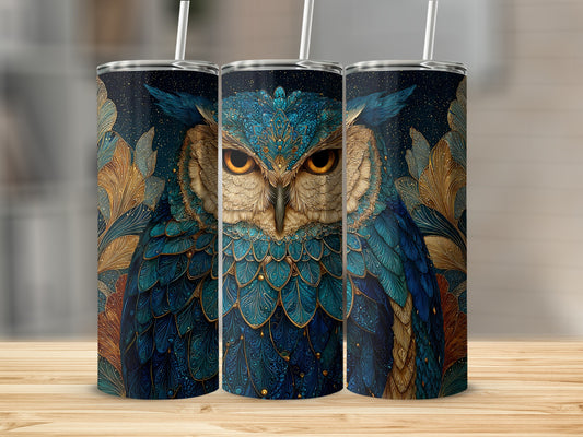 Artistic Blue Owl Design Tumbler for Unique Style