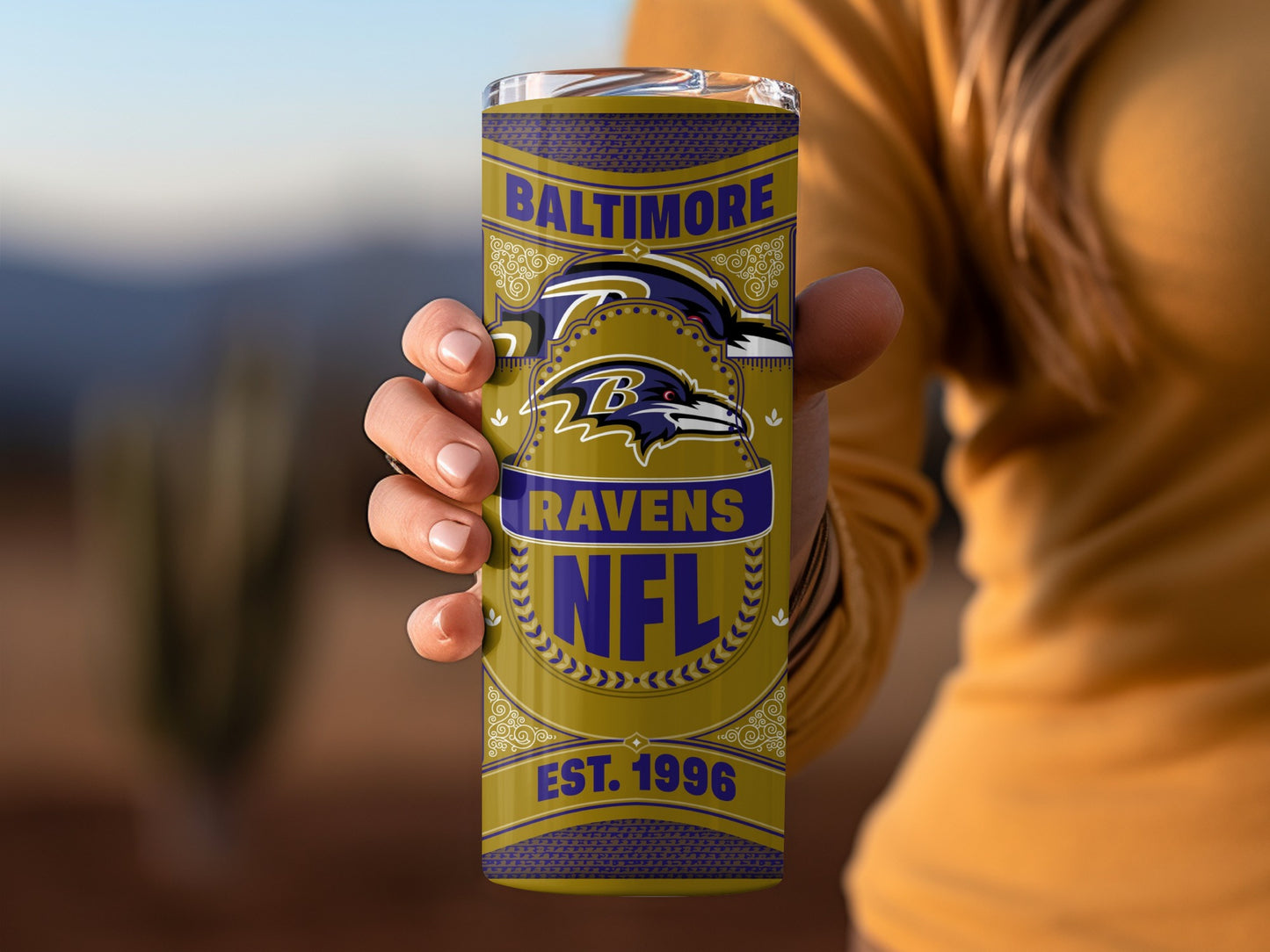 Baltimore Ravens NFL Logo Established 1996 Decorative Tumbler