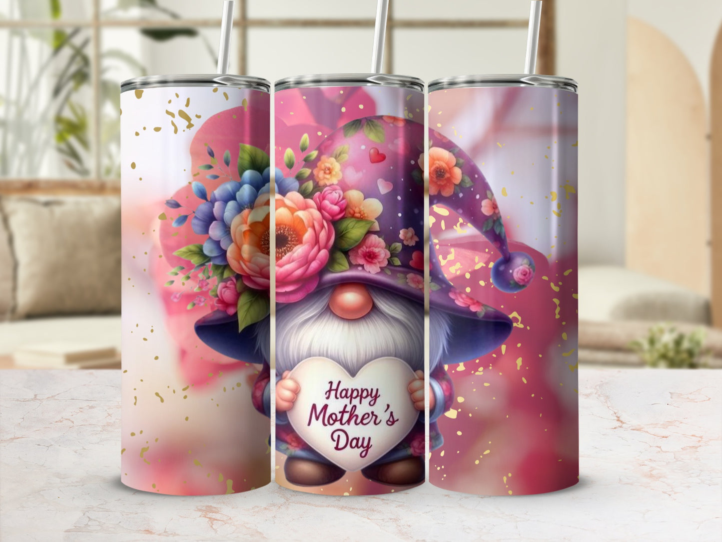 Happy Mother's Day Gnome With Floral Hat Tumbler