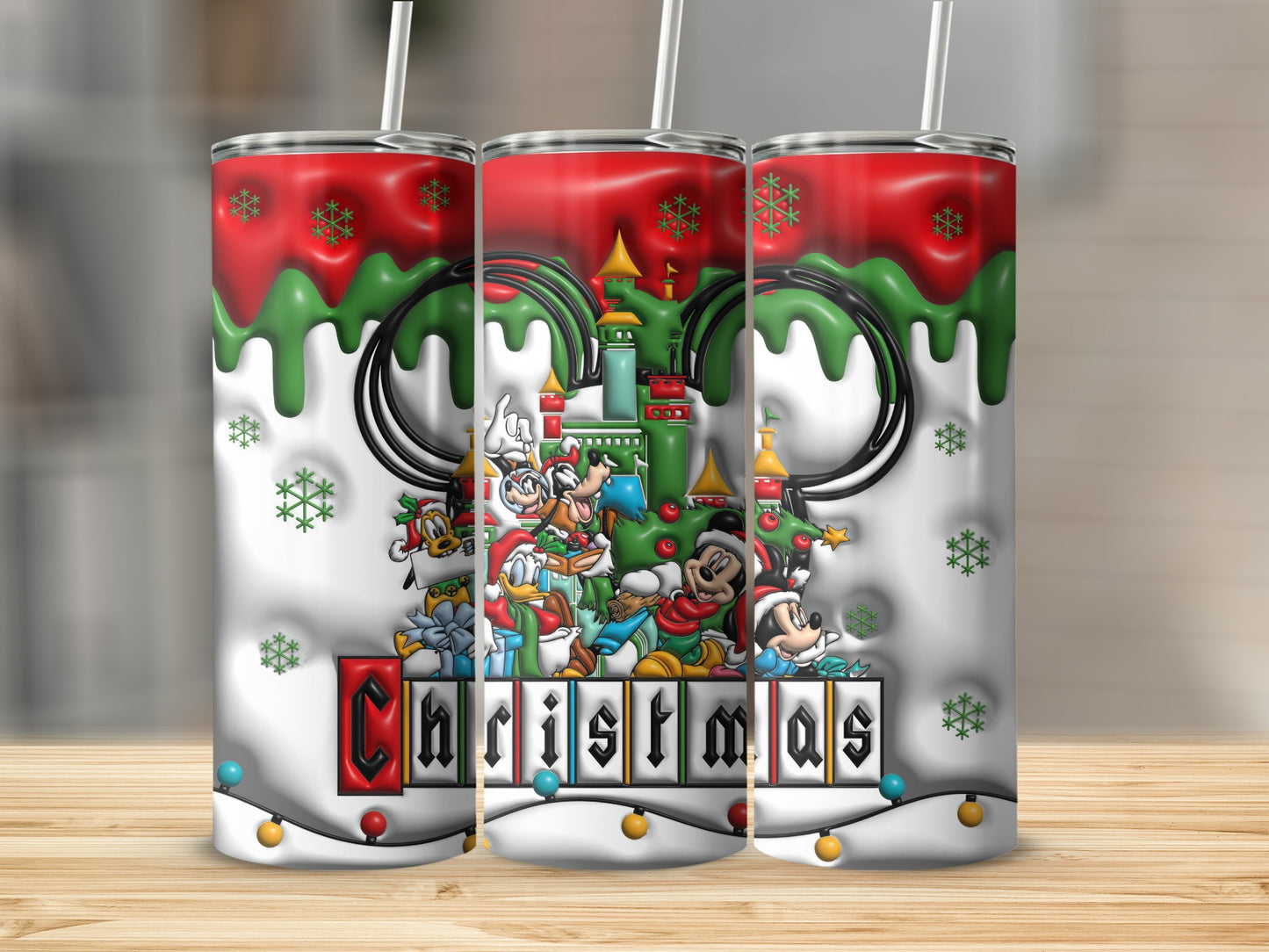 Christmas Themed Cartoon Characters Tumbler Cup