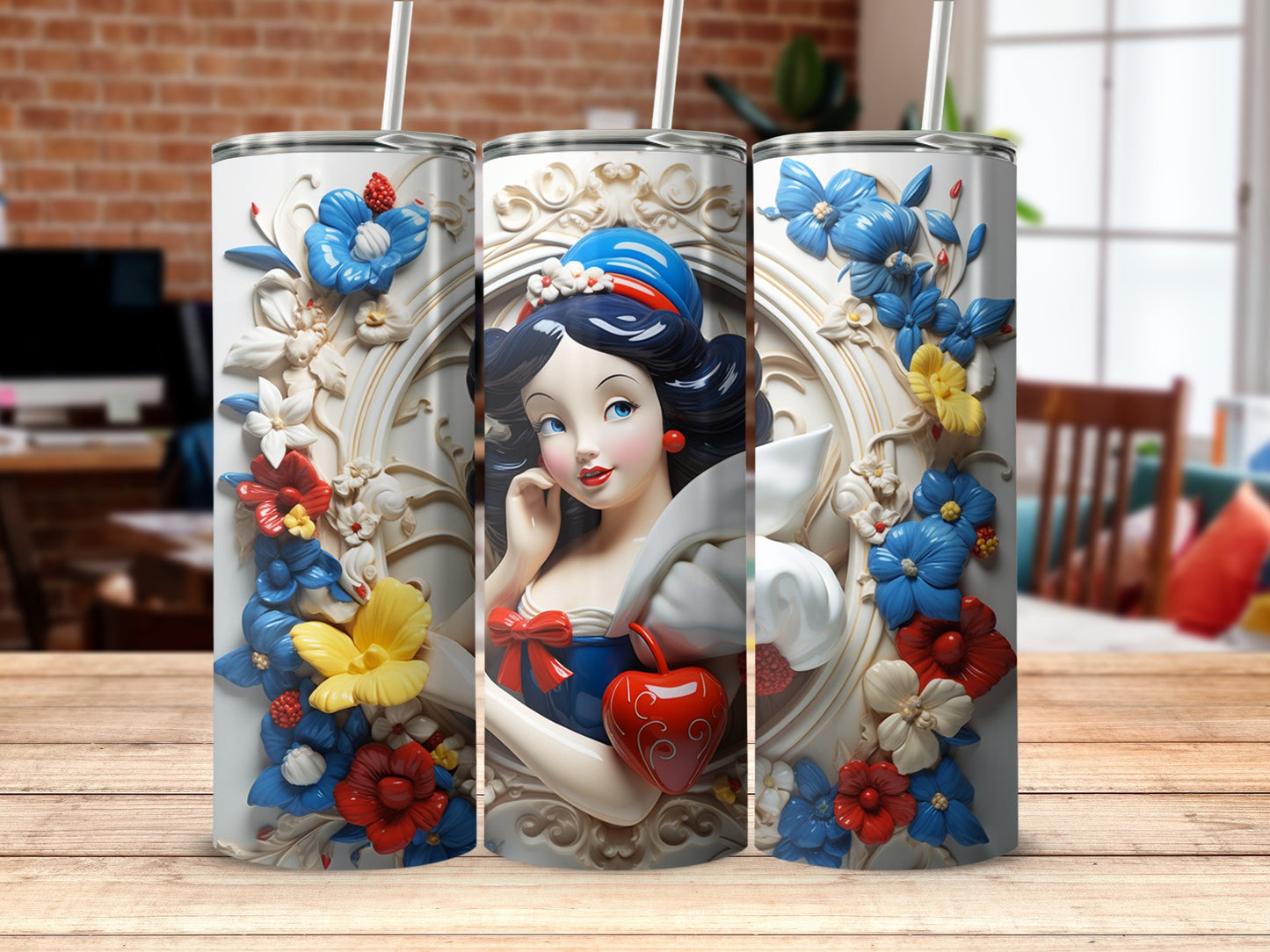 Snow White Floral Design Insulated Tumbler产品