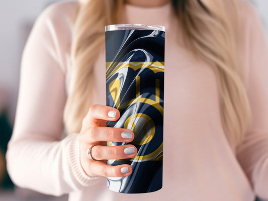 Brew Crew Design Abstract Swirls Golden Navy Tumblers