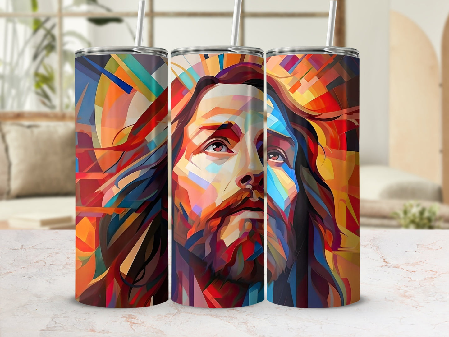Colorful Jesus Tumblers for Inspirational Drinkware