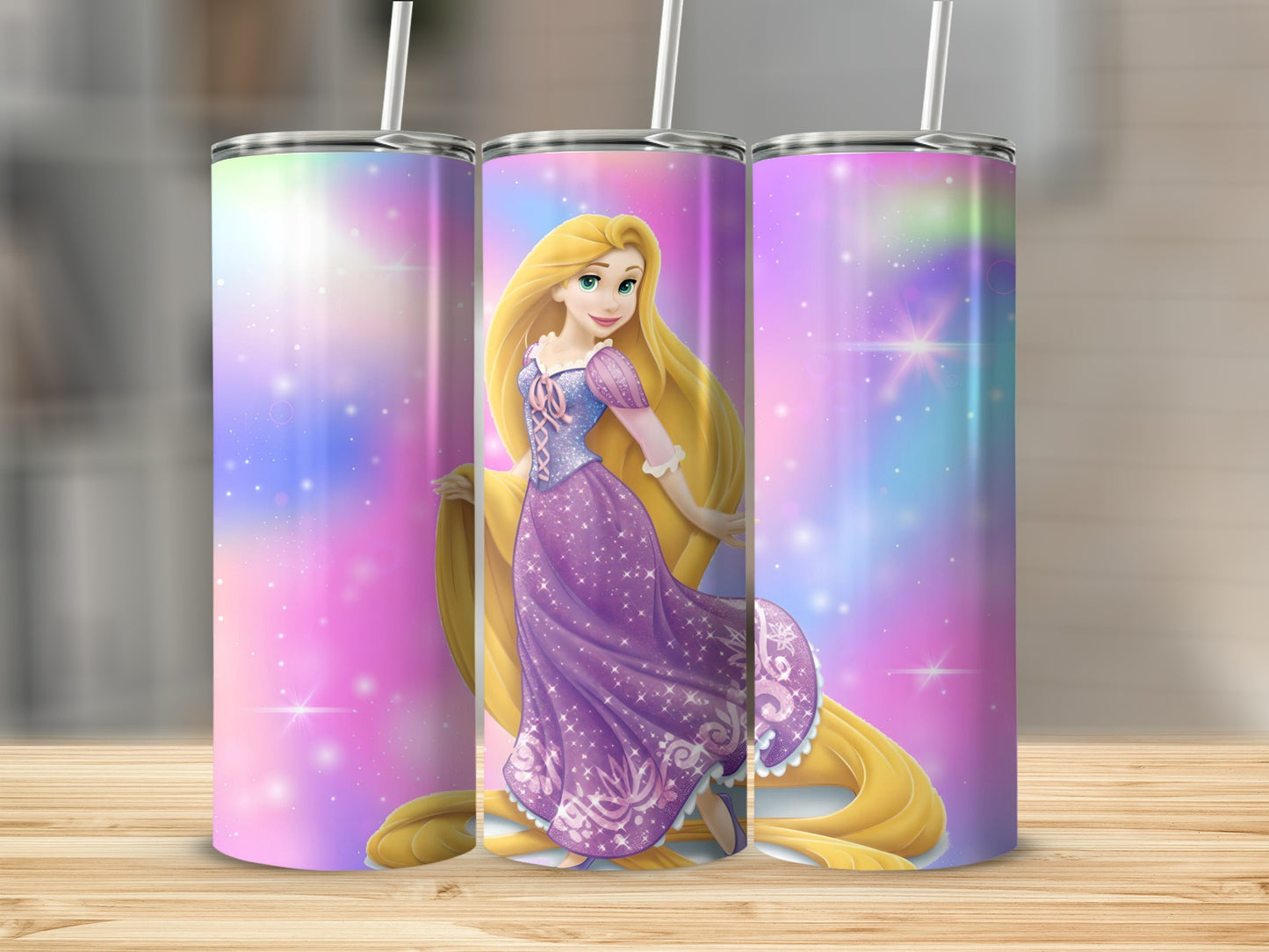 Magical Princess Tumbler with Colorful Background Design