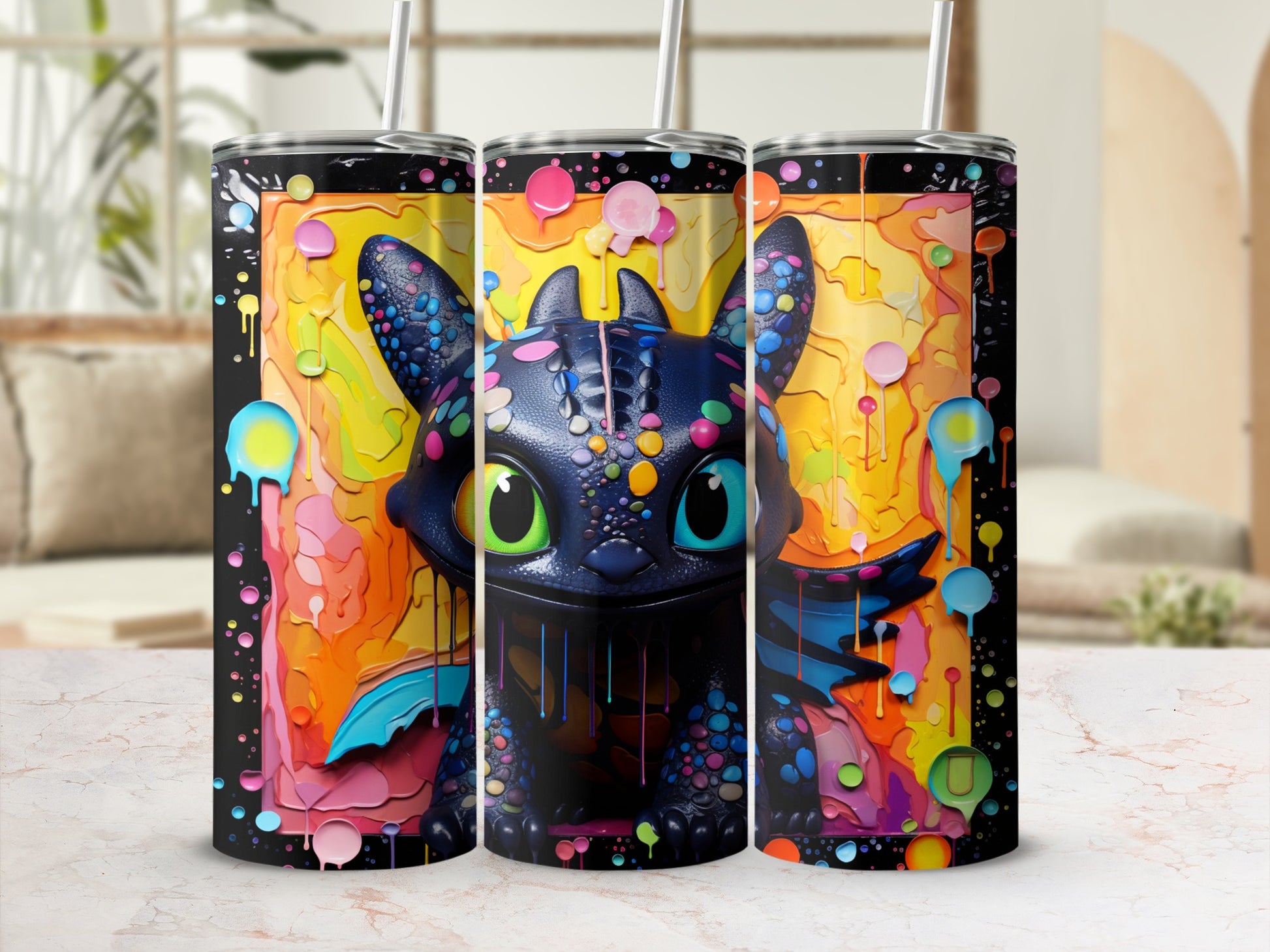 Colorful Dragon Art Insulated Stainless Steel Tumbler