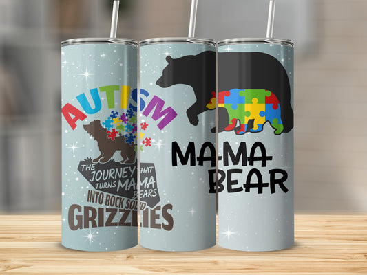 Autism Mama Bear Puzzle Design Tumblers