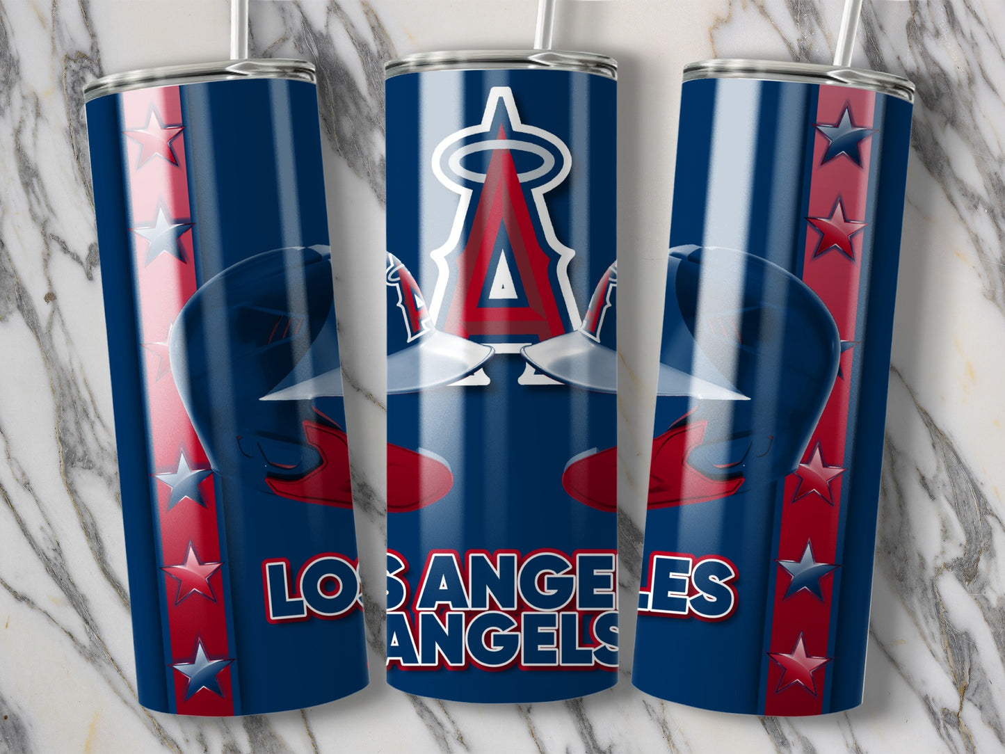 Los Angeles Angels Helmets Logo Stars Design Tumblers
