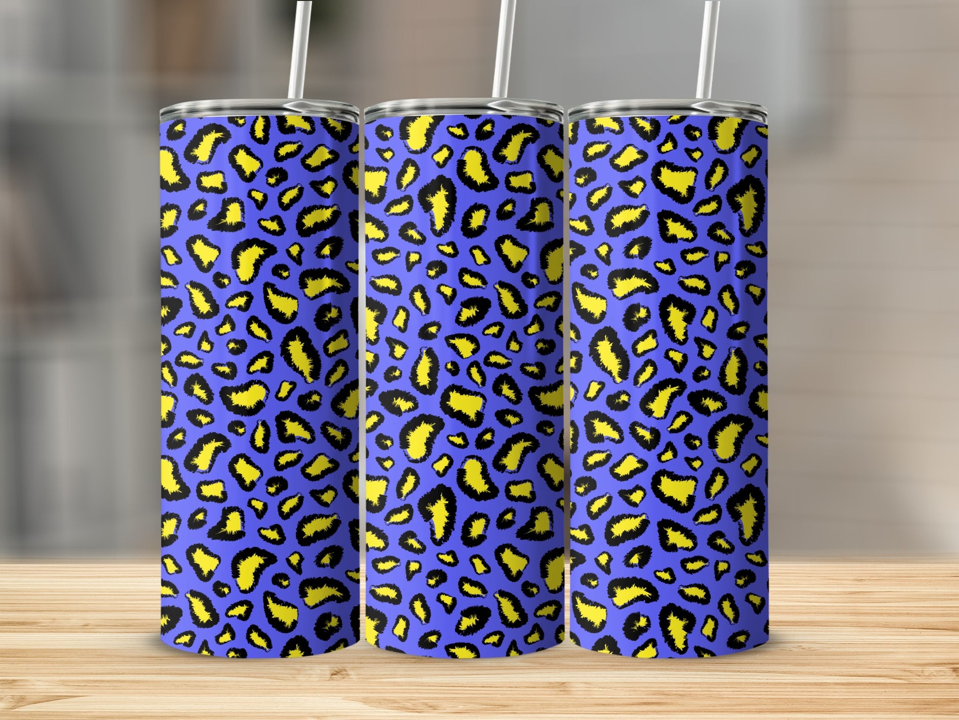 Bright Leopard Spots Blue and Yellow Tumbler Cup